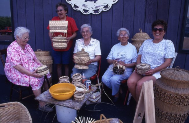 Akwesasne Mohawk ash splint and sweetgrass basket makers, 1994.