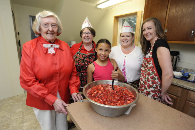 The ladies of Wadham-Mills host the strawberry festival, 2013.